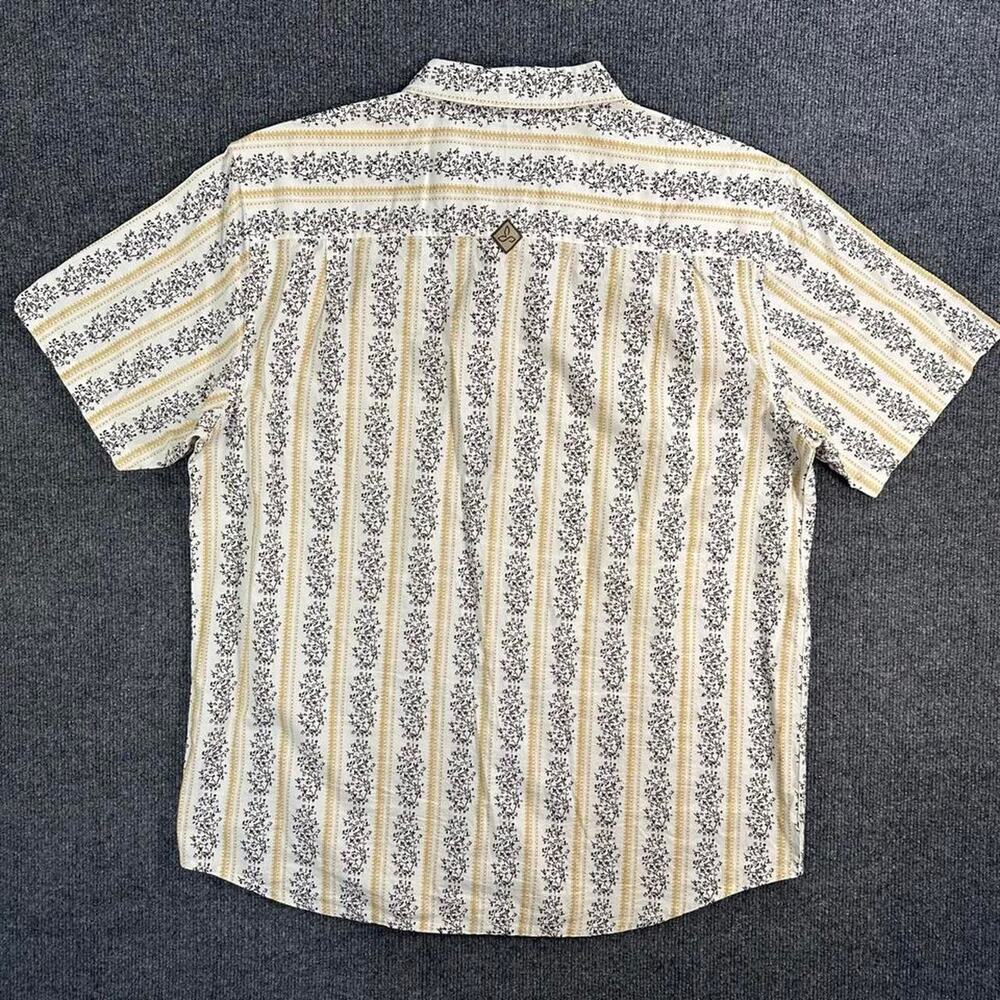 PrAna Men’s Vertical Floral Stripe Button Up Shirt Y2K 90s Grunge Cottagecore XL - Picture 7 of 8